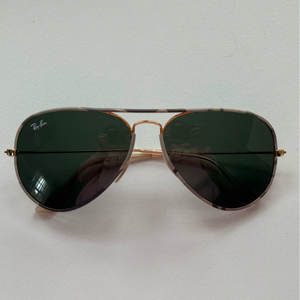 Ray-Ban Gold and Camouflage Aviator Sunglasses